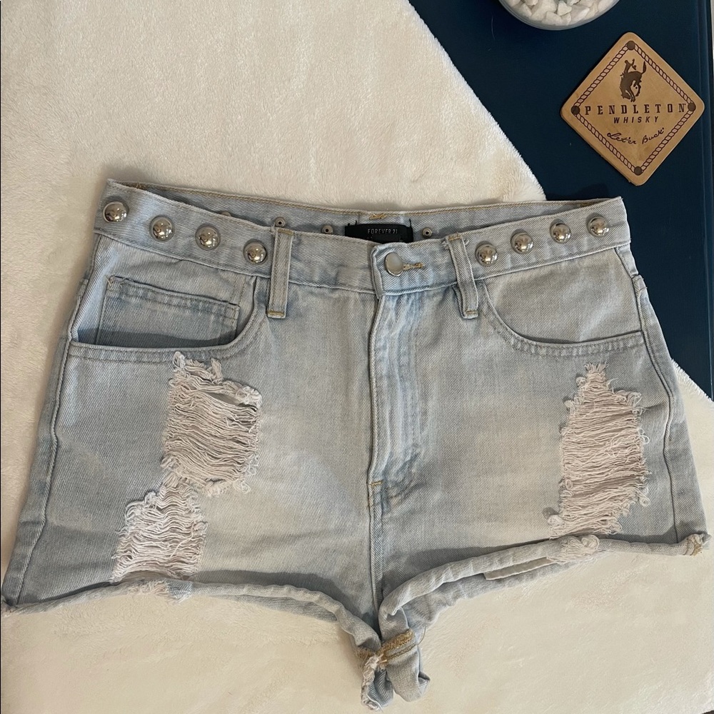 Studded Denim Shorts